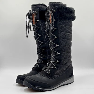 Salomon Hime Boots Knee High Gray Women’s 8 Faux Fur Quilted Lace Up Zip - Image 1 of 4