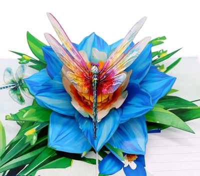 Tarjeta de Felicitación 3D Pop Up Flor Libélula Floral Cumpleaños Mamá Día de la Madre Verano” Foto 1 de 4