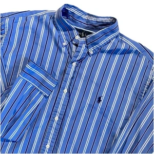 RALPH LAUREN Button Down Shirt~Mens L~Classic Fit~Blue Striped~Cotton~Long Slv - Picture 1 of 13