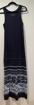 Vestido regata Eddie Bauer maxi feminino pequeno marinho 100% algodão listrado floral viagem - Imagem 1 de 4