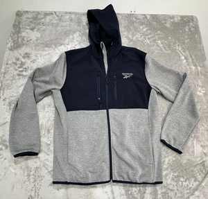 Reebok Jacke Hoodie Herren Größe Large grau blau zweifarbig durchgehender Reißverschluss mit Taschen gebraucht, in einwandfreiem Zustand - Bild 1 von 8
