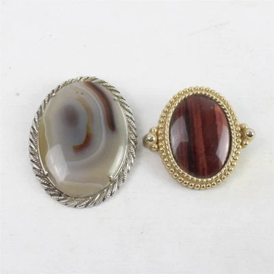 Lot of 2 Belero Agate Tie Pins Vintage Assorted Sizes - Image 1 of 4