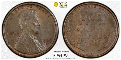 1909 S Small Cents Lincoln, Wheat Ears Reverse PCGS MS-63 BN - Image 1 of 3