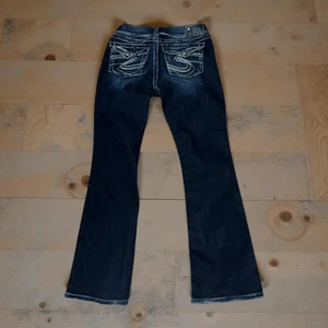Pantalones de mezclilla plateados Suki Surplus lavado oscuro talla 27x32 #87 - Imagen 1 de 6