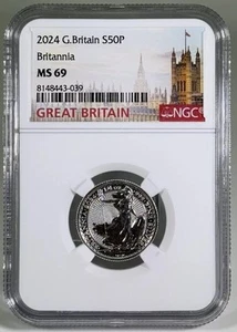 2024 S50P 1/4 OZ .999 SILVER UNC GREAT BRITAIN NGC MS69 BRITANNIA - Picture 1 of 2