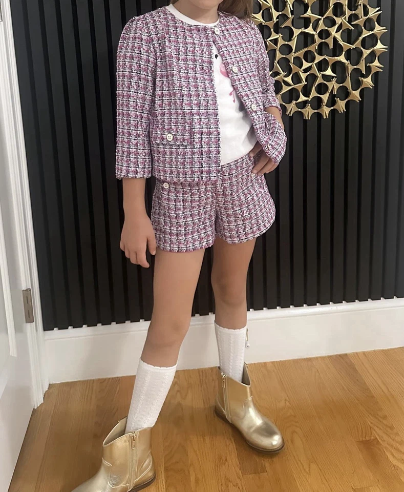 Traje Janie And Jack Niñas Rosa Y Blanco Talla 7 Años Material Lana Foto 1 de 1