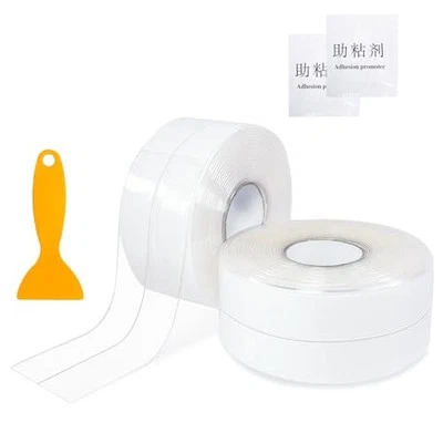 2 Rotoli Nastro Sigillante Impermeabile, Trasparente Pavimento pvc Adesivo per B - Immagine 1 di 4