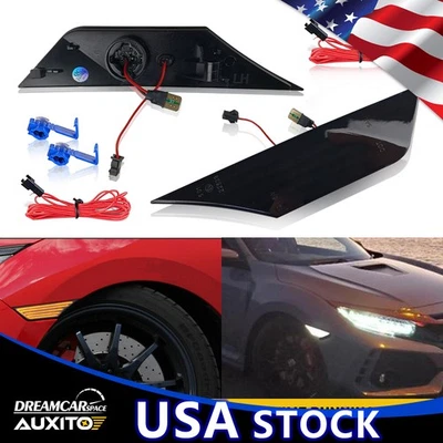 Smoked Side Lamp Marker Turn Signal Light W/ Bulbs Led For Honda Civic 2016-2021 - Image 1 of 4