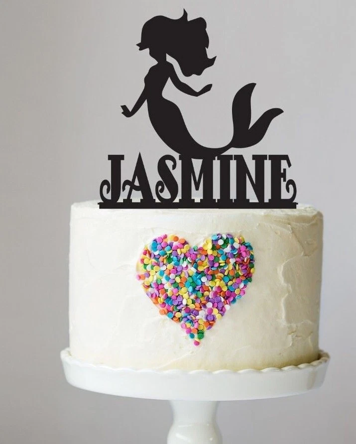 Mermaid Cake Topper, Any Name, Girls Birthday Personalized Topper, LT1270 - Image 1 of 3