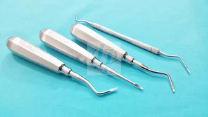 4 PCS DENTAL ROOT TIP PICKS HEIDBRINK EXTRACTING ELEVATORS RIGHT LEFT STRAIGHT - Picture 1 of 11