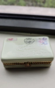 Vtg Hallmark Love Letter Porcelain Hinged Trinket Box Envelope Thinking of You - Picture 1 of 11