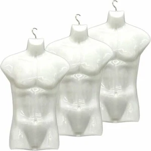 MN-116 3 pcs WHITE Plastic Male Torso Form with Metal Swivel Hook - Picture 1 of 3