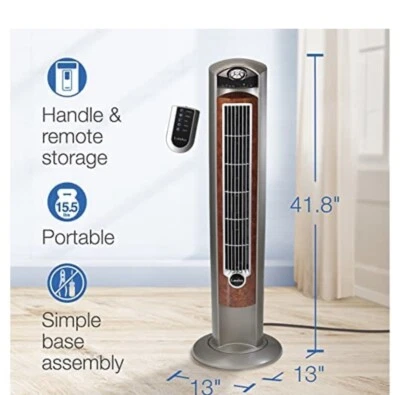 Ventilador Torre Curva Viento Lasko 2554 con Control Remoto e Ionizador de Aire Fresco, Foto 1 de 2