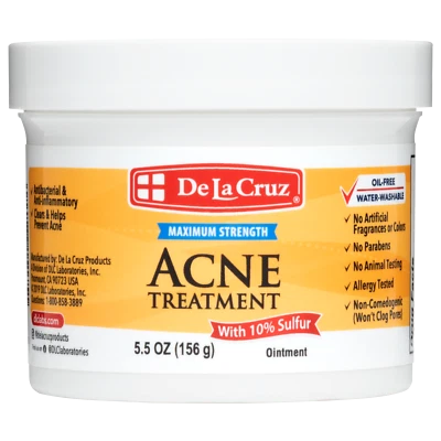 De La Cruz 10% Sulfur Ointment Acne Medication, JUMBO SIZE 5.5 OZ Exp 07/27 - Image 1 of 4