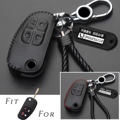 Genuine Leather Car Remote Flip Key Fob Case Cover For Jaguar X-Type S-Type XJ8 Foto 1 de 4