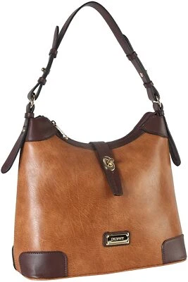 DIOPHY PU CUERO CIERRE FRONTAL DOS TONOS MUJER MONEDERO BOLSO DE MANO MARRÓN NUEVO CON ETIQUETA Foto 1 de 4