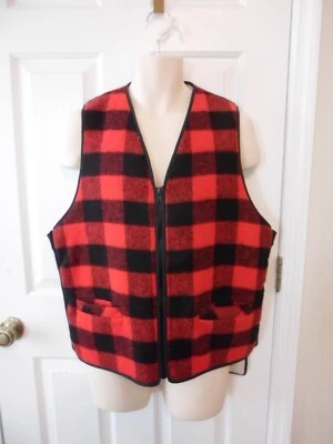 VTG Wool Buffalo Plaid Sherpa Lined  Vest Size L~Golden Bay Sportswear - Image 1 of 4