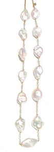 Collana perle barocche fresh water argento sterling placcato oro giallo - Foto 1 di 13