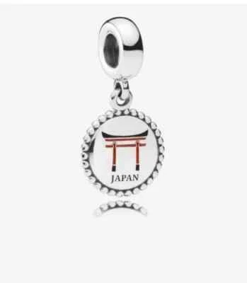 Pandora Shinto santuario pendente in argento con smalto rosso e nero Japan Li... - Immagine 1 di 3
