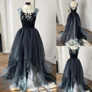 Schwarze Gothic Brautkleider A Linie Vintage Ärmellos Rüschen Brautkleider - Bild 1 von 7