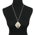 LISNER vintage MCM pendant necklace - silver-tone huge 2.75" statement textured