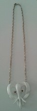 Amazing Mid Century Modern Metal Art Necklace Huge White Elephant Face