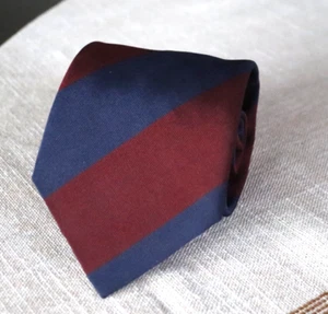 H. N. White London Handmade Stripe Rep Regimental Navy Red Twill Silk Tie Plump - Picture 1 of 9