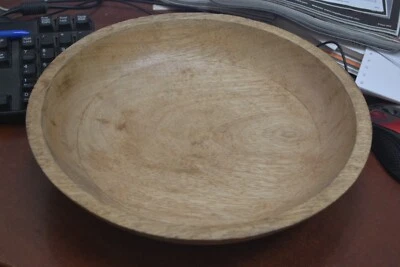 HANDMADE WOOD ROUND FOOD PLATE TRAY 11 3/4" - Image 1 of 3