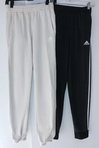 2 Pairs Adidas Youth Large 14-16  Lt Beige Sweatpants & Charcoal Gray Joggers  - Picture 1 of 7