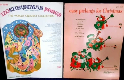 2 Vintage GUITAR Christmas SONG Sheet MUSIC Chords EASY Picking BOOK LOT Vocals - Image 1 of 4