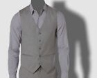 180 $ Perry Ellis portfolio homme gris coupe mince costume chevrons gilet taille XS