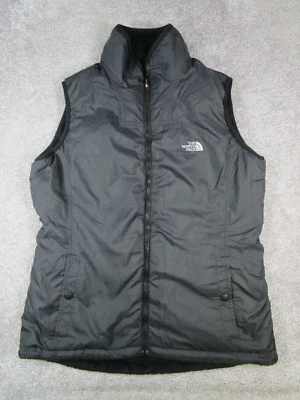 Chaleco para mujer The North Face gris medio negro reversible polar Sherpa cremallera completa Foto 1 de 4