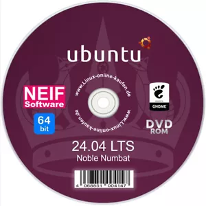 Linux Ubuntu 24.04 LTS "Noble Numbat" Deutsch auf DVD oder USB-Stick NEU 2024 - Bild 1 von 8