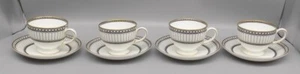 Set 4 tazze e piattini Wedgwood Colonnade neri forma Leigh anni 60 ricambio oro - Foto 1 di 11