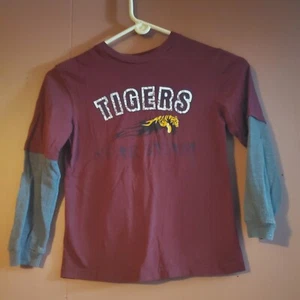 Premier Int'l Boy's Size 5 Maroon/Gray Layered Long Sleeve T-shirt Tigers - Picture 1 of 4