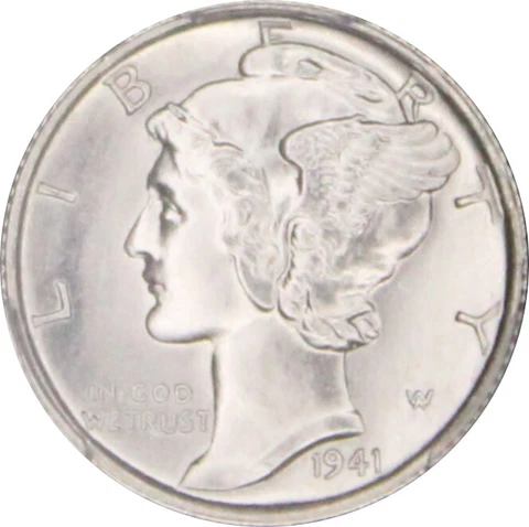 1941-S MS67FB Mercury Dime, PCGS 42850498, CAC Cover
