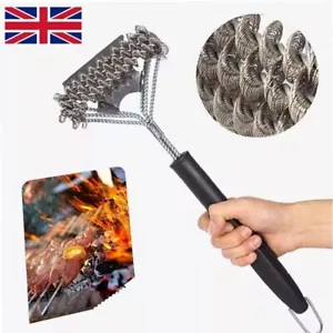 BBQ Cleaning Brush Grill Cleaner Barbecue Heavy Duty Wire Head Steel Handle Tool - Picture 1 of 10