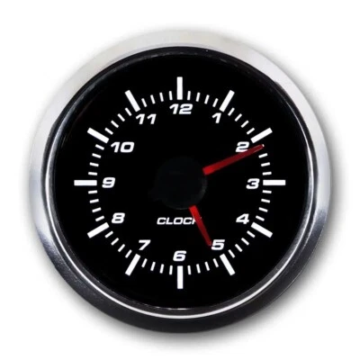 MGS 52mm 2-1/16" Electrical Clock Gauge 12 Hour Format White LED - Image 1 of 4