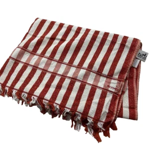 HERMES Paris Algodón Toalla de Playa Alfombra de Baño Toalla Rayas Rojo Blanco 130×80cm - Imagen 1 de 13