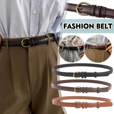 Women's Thin PU Leather Decorative Jeans Dress Belt Chic Waistband Strap Waist - image 1 of 4