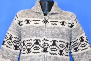 DE COLECCIÓN AÑOS 90 COWICHAN TUAK ESTAMPADO GEOMÉTRICO BOLSILLOS DELANTEROS CHAL CUELLO LANA SUÉTER S - Imagen 1 de 6