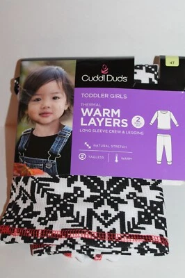 Cuddl Duds Toddler Girl's Size 4T Black & White Thermal Underwear Warm Layers - Image 1 of 3