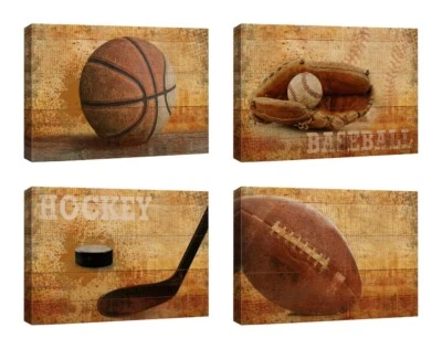 16"x24" - Vintage Balls Canvas Print - Sports Equipment Wall Art Retro Decor - Image 1 of 4