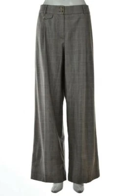 NEW Armani Collezioni Womens Pants Size 12 Brown Plaid Career Trousers Wool - Image 1 of 4