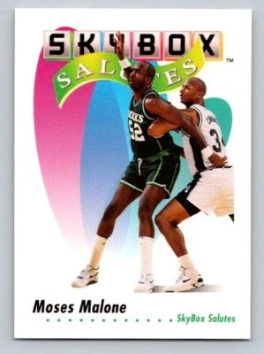 Skybox Moses Malone #574 1991-92 Salón de la fama Milwaukee Bucks Foto 1 de 2