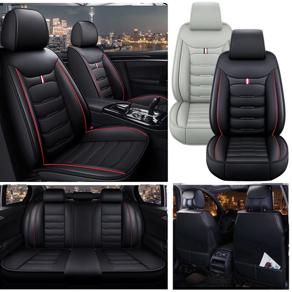 Deluxe Leather Car Seat Covers 5-Seats For 2009-2023 Ford F-150 Super Crew Cab Foto 1 de 4