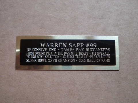 Warren Sapp Football Card Tampa Bay Buccaneers Card Plaque Nameplate 1" X 3" Cover