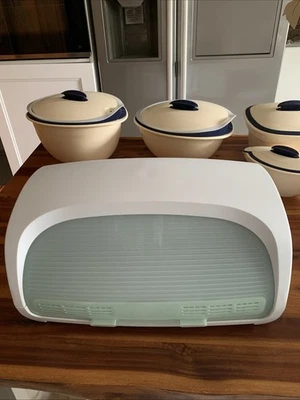 Tupperware  Brotbehälter ,Große Brotkasten Brotmax,Weiß/Hellgrün,36Lx25Bx18H - Bild 1 von 4