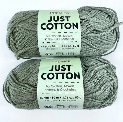 Premier Just Hilo de Algodón Salvia #2064 Lote 6223 Nuevo 1.76oz 87yds Cada Lote de 2 Foto 1 de 4