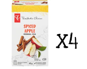 PC President's Choice Spiced Apple Herbal Tea 20 bags 40g x 4 boxes Canada - Picture 1 of 1
